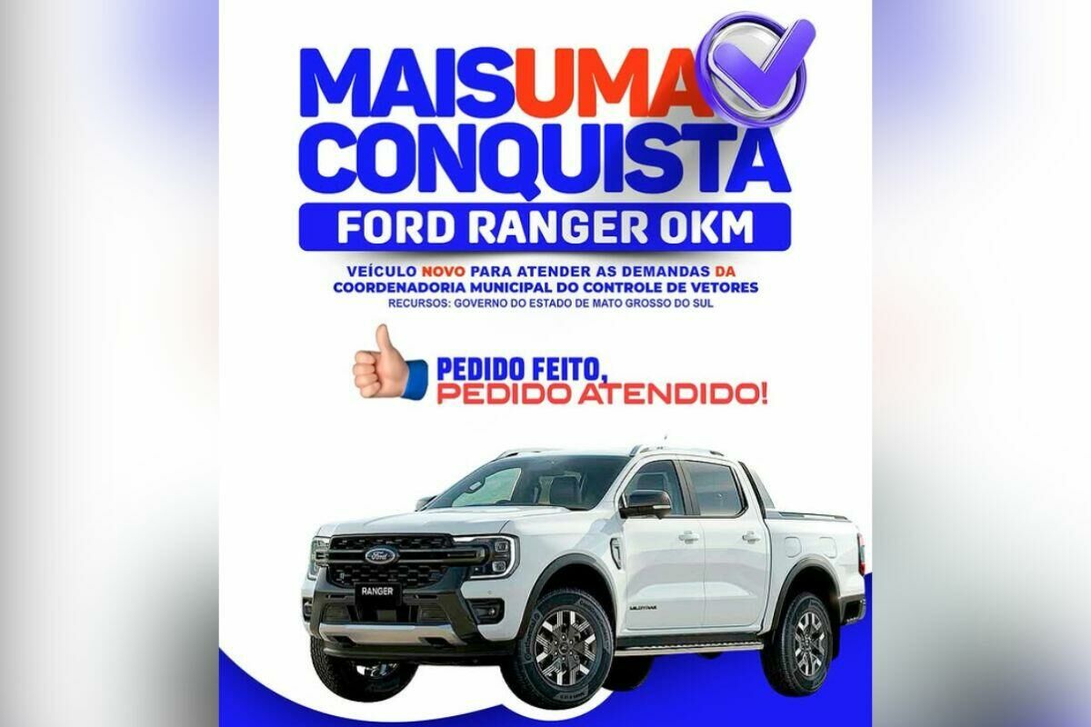 Imagem de compartilhamento para o artigo Alcinópolis recebe Ford Ranger 0 KM para controle de vetores da MS Todo dia